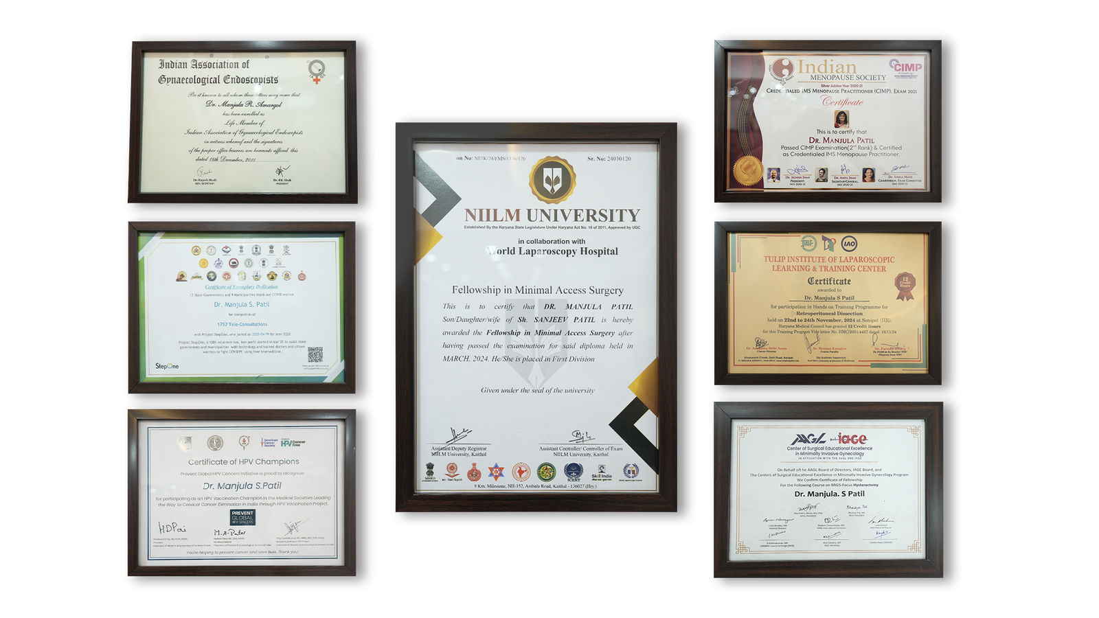 Dr Manjula S Patil gynecologist certificate - Best gynecologist in Hennur